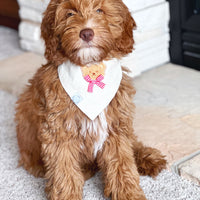 Picnic Teddy Ivory Linen Dog Bandana (Customizable)