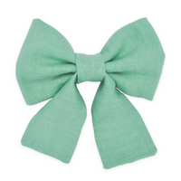 Sage Green Linen Matcha Dog Sailor Bow | Snap Over Collar Dog Bow | Shop Sunny Tails