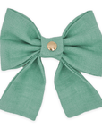 Matcha Sage Green Linen Dog Sailor Bow - SUNNY TAILS