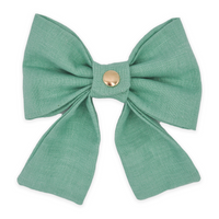 Sage Green Linen Matcha Dog Sailor Bow | Snap Over Collar Dog Bow | Shop Sunny Tails