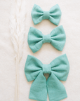 Matcha Sage Green Linen Dog Sailor Bow - SUNNY TAILS