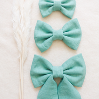 Sage Green Linen Matcha Dog Sailor Bow | Snap Over Collar Dog Bow | Shop Sunny Tails