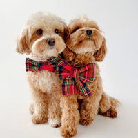 Christmas Plaid Flannel Dog Sailor Bow