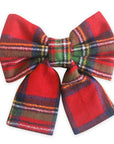 Christmas Plaid Flannel Dog Sailor Bow - SUNNY TAILS
