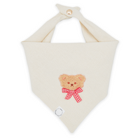 Picnic Teddy Ivory Linen Dog Bandana (Customizable)