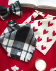 Black and White Flannel Frayed Dog Bandana - SUNNY TAILS