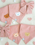 Pink Herringbone Flannel Teddy Bandana - SUNNY TAILS