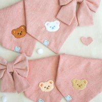 Pink Herringbone Flannel Teddy Bandana
