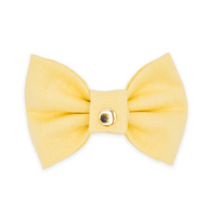Yuzu Yellow Linen Dog Bow Tie | Snap Over Collar Bow Tie | Shop Sunny Tails