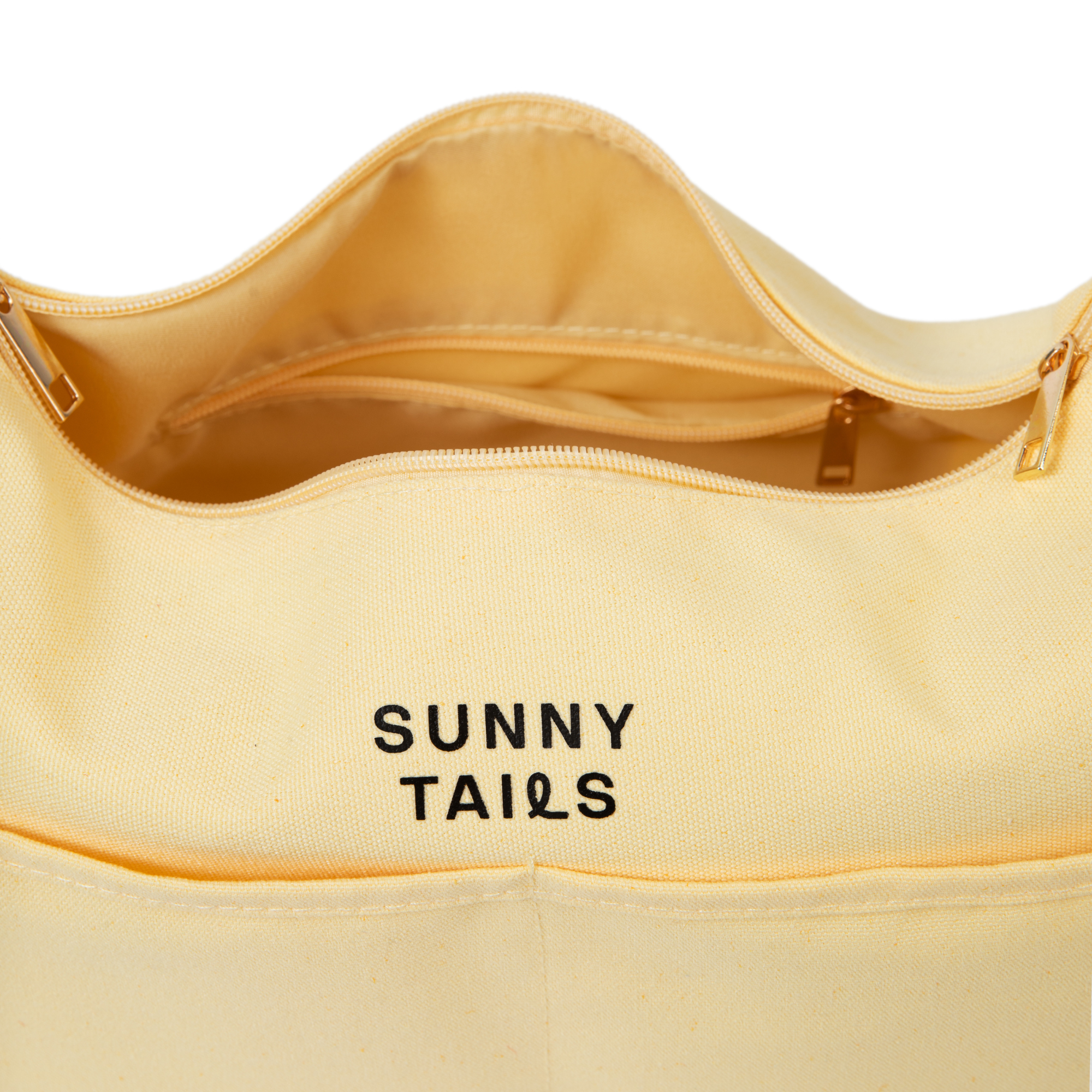 Sunny Tails Canvas Tote Bag | Butter Yellow Moon Bag | Yellow Travel Bag | Dumpling Bag