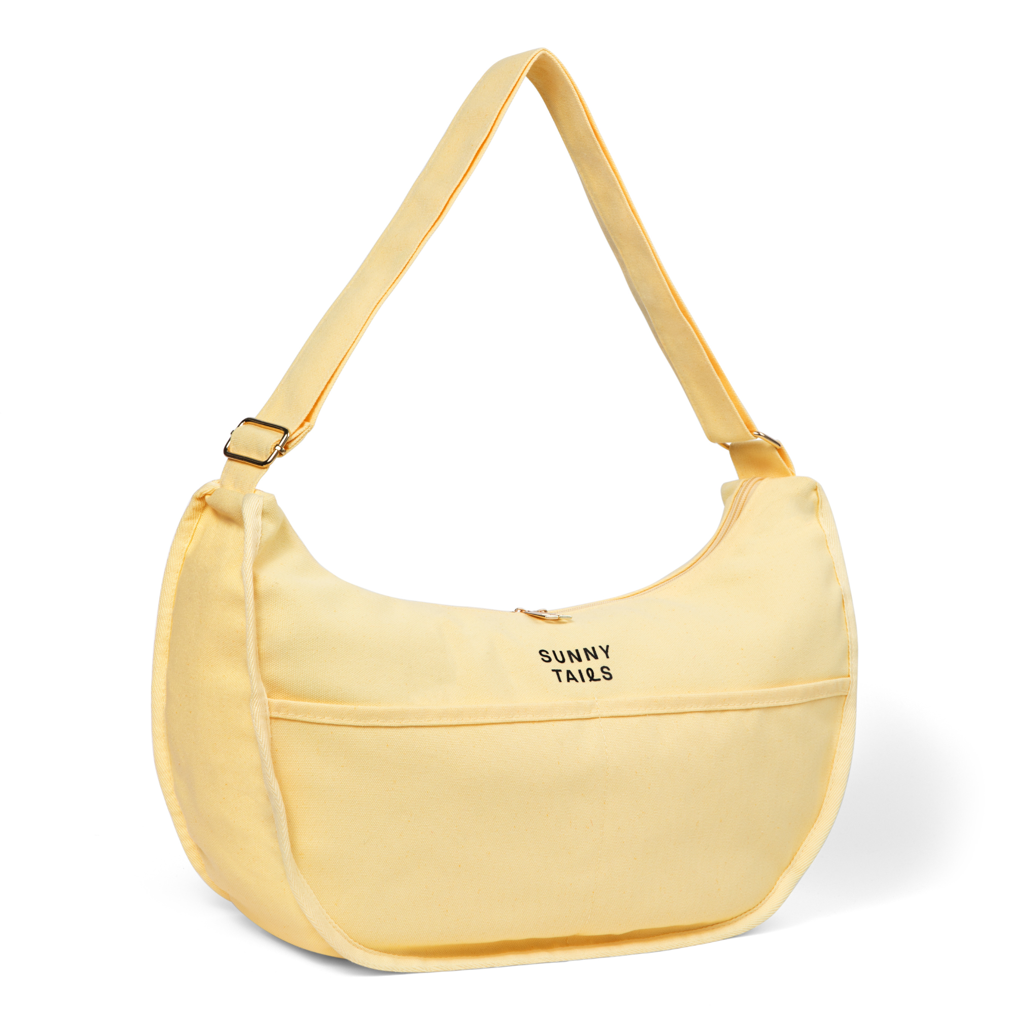 Sunny Tails Canvas Tote Bag | Butter Yellow Moon Bag | Yellow Travel Bag | Dumpling Bag