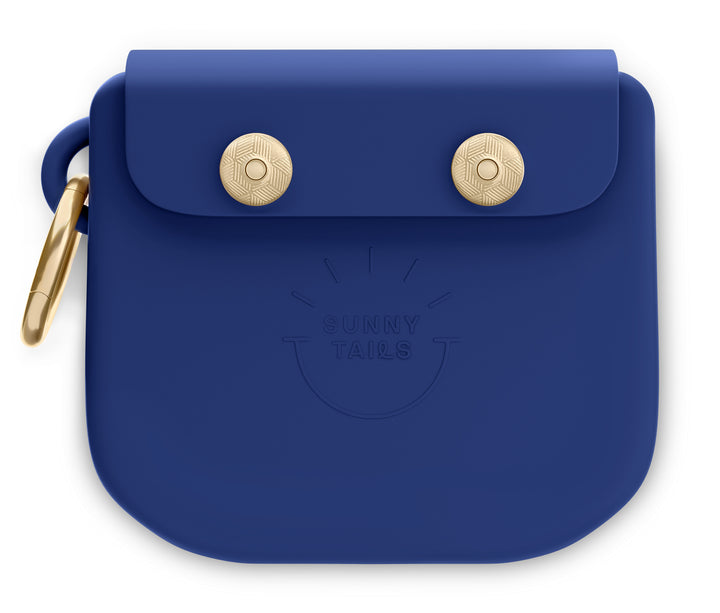 Signature Navy Snap Dog Treat Pouch | Dog Training Bag | Dog Bag for Treats | Carry Wet or Dry Treats | Silicone Pouch for Dog | Sunny Tails