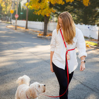 Cherry Red Wide Convertible Hands Free Cloud Dog Leash | Multifunctional, Waterproof, and Lightweight Dog Leash | Shop Sunny Tails
