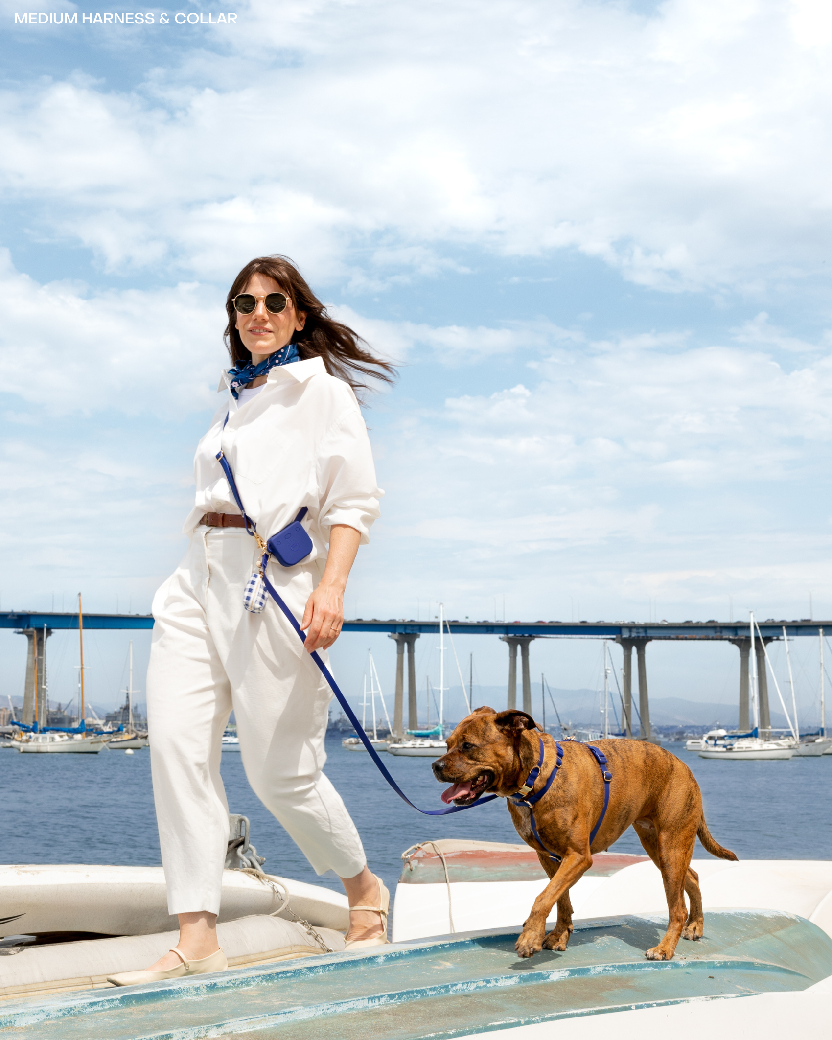 Signature Navy Blue Convertible Hands Free Cloud Dog Leash | Crossbody, Multifunctional, Waterproo
