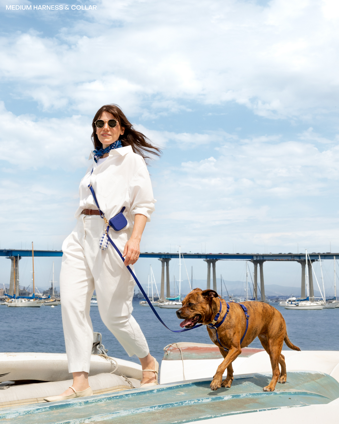 Signature Navy Blue Convertible Hands Free Cloud Dog Leash | Crossbody, Multifunctional, Waterproo