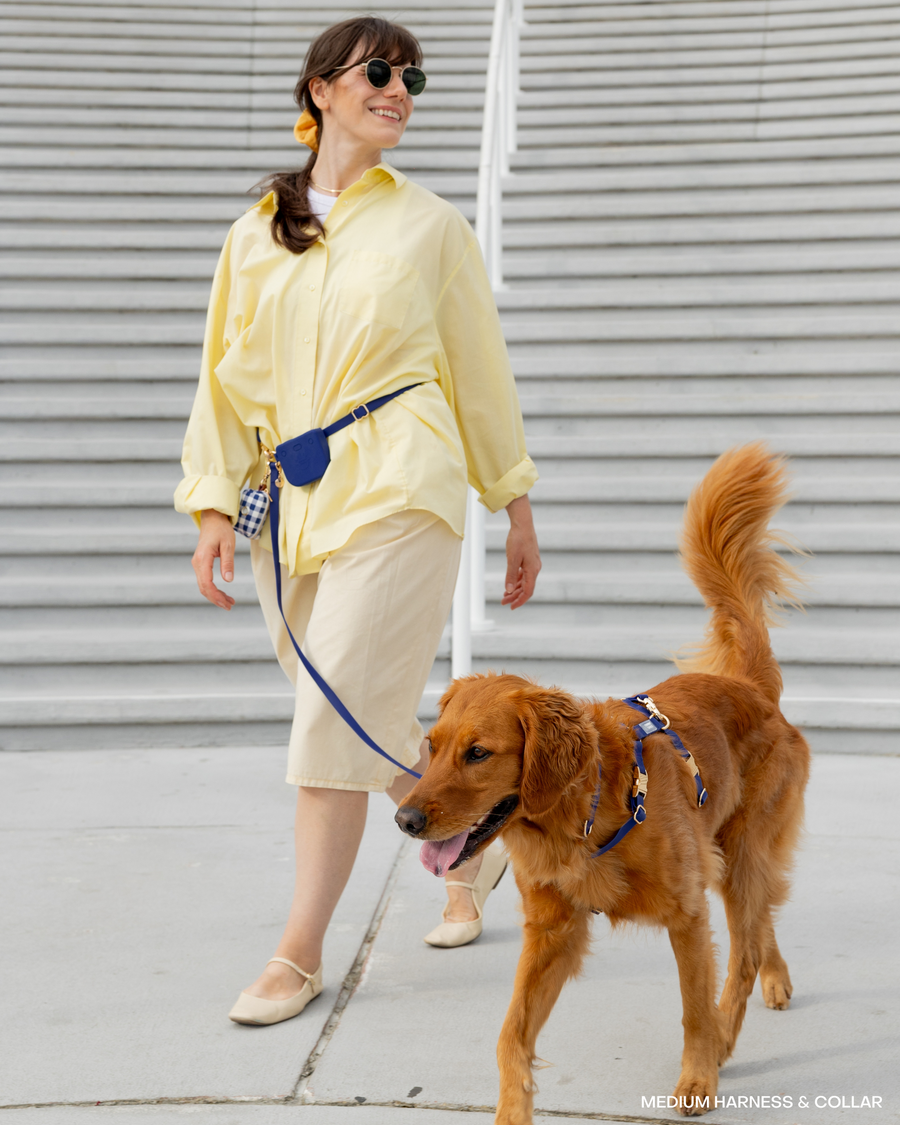 Signature Navy Blue Convertible Hands Free Cloud Dog Leash | Crossbody, Multifunctional, Waterproo