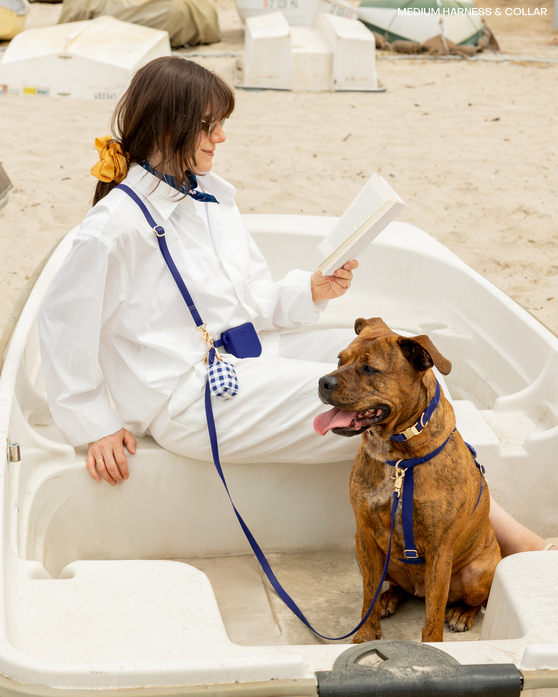 Signature Navy Blue Convertible Hands Free Cloud Dog Leash | Crossbody, Multifunctional, Waterproo