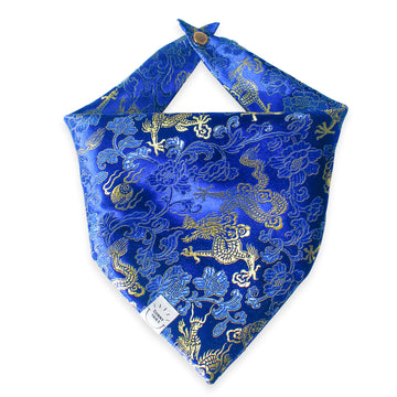 Year of the Dragon Brocade Dog Bandana Blue