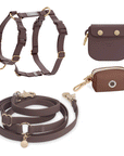 Espresso Brown Hands Free Leash | Snap Dog Treat Pouch |  Waste Dog Poop Bag Dispenser | Cloud Lite Waterproof No Pull Dog Harness