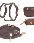 Espresso Brown Hands Free Leash | Snap Dog Treat Pouch |  Waste Dog Poop Bag Dispenser | Cloud Lite Waterproof No Pull Dog Harness