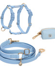Malibu Blue Wide Hands Free Leash | Cloud Lite Harness |  Waste Dog Poop Bag Dispenser