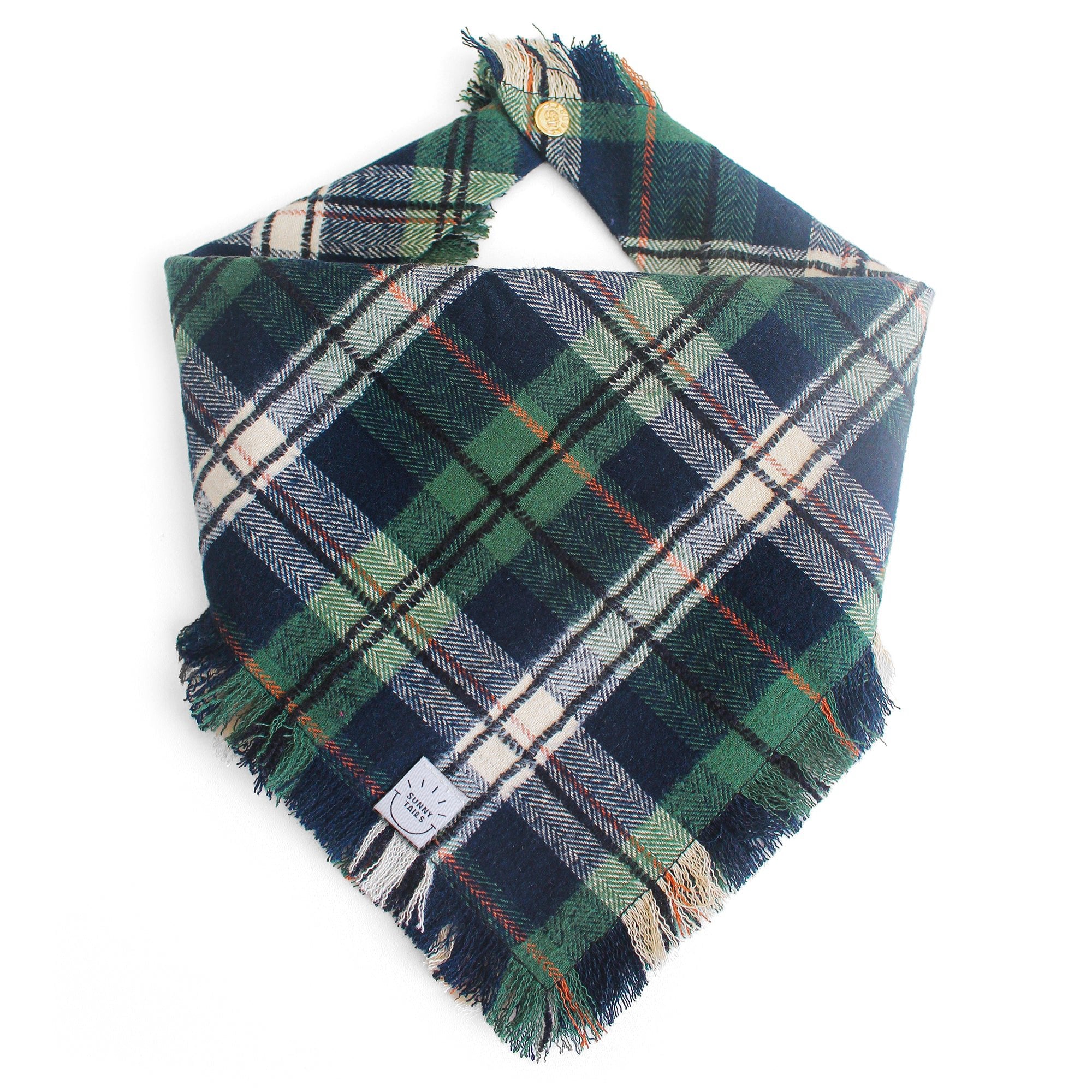 Evergreen Plaid Frayed Dog Bandana - SUNNY TAILS