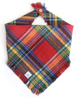 Holiday Cheer Flannel Frayed Dog Bandana | Tartan Red Plaid Christmas Flannel | Shop Sunny Tails