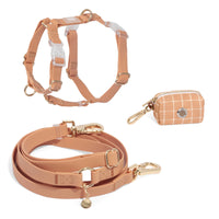 Chai Brown Wide Cloud Lite Dog Harness Bundle 3/4"