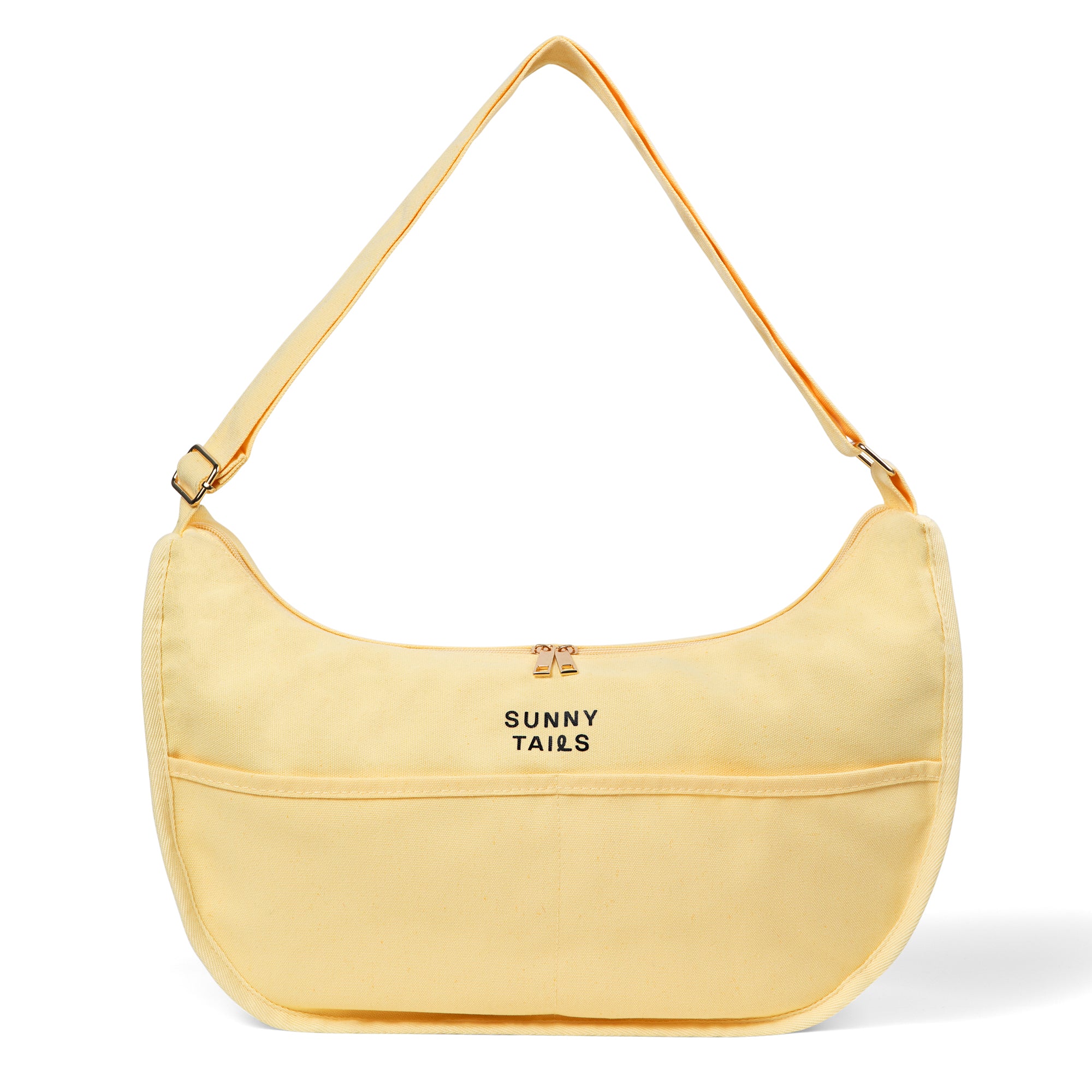 Sunny Tails Canvas Tote Bag | Butter Yellow Moon Bag | Yellow Travel Bag | Dumpling Bag
