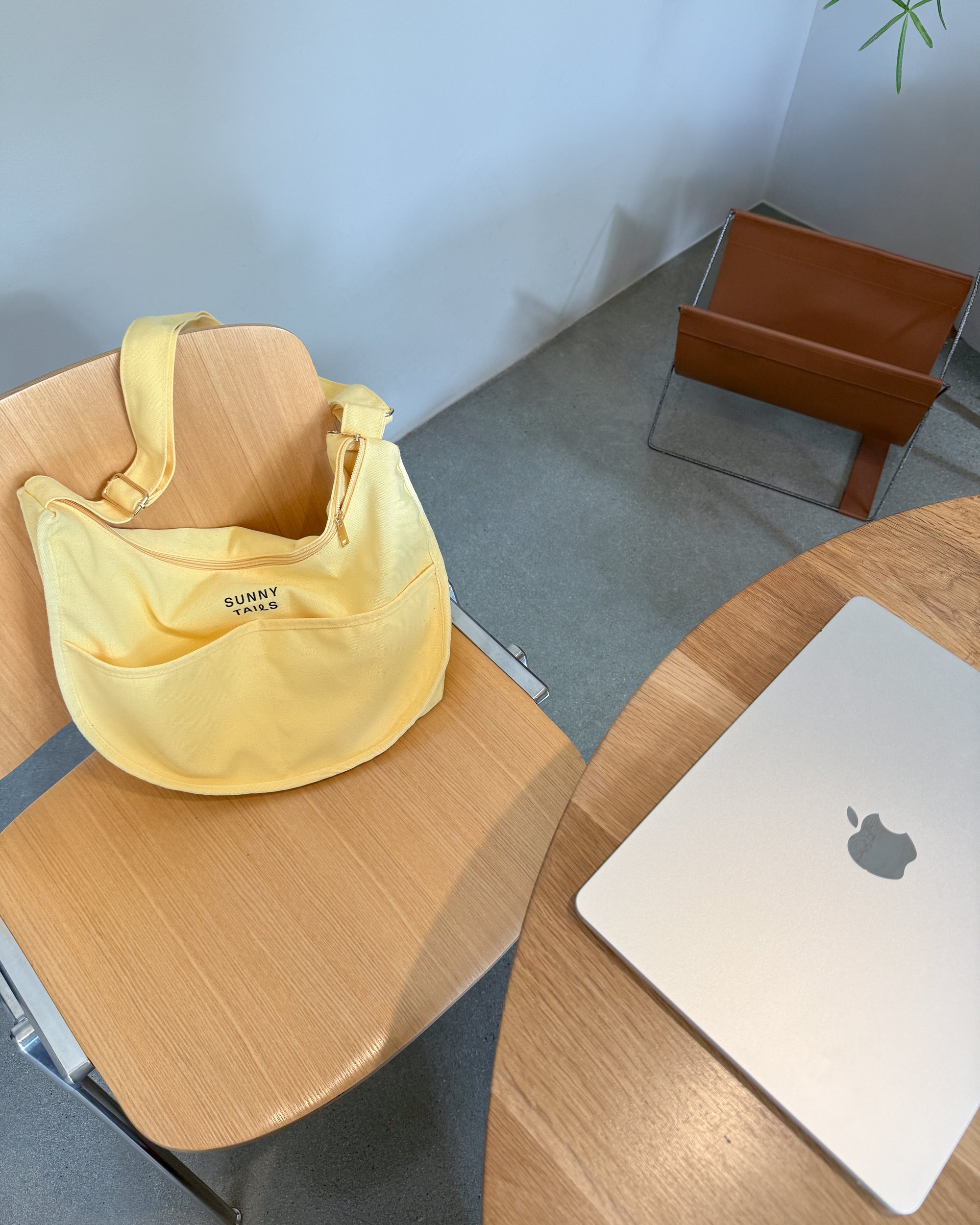 Sunny Tails Canvas Tote Bag | Butter Yellow Moon Bag | Yellow Travel Bag | Dumpling Bag