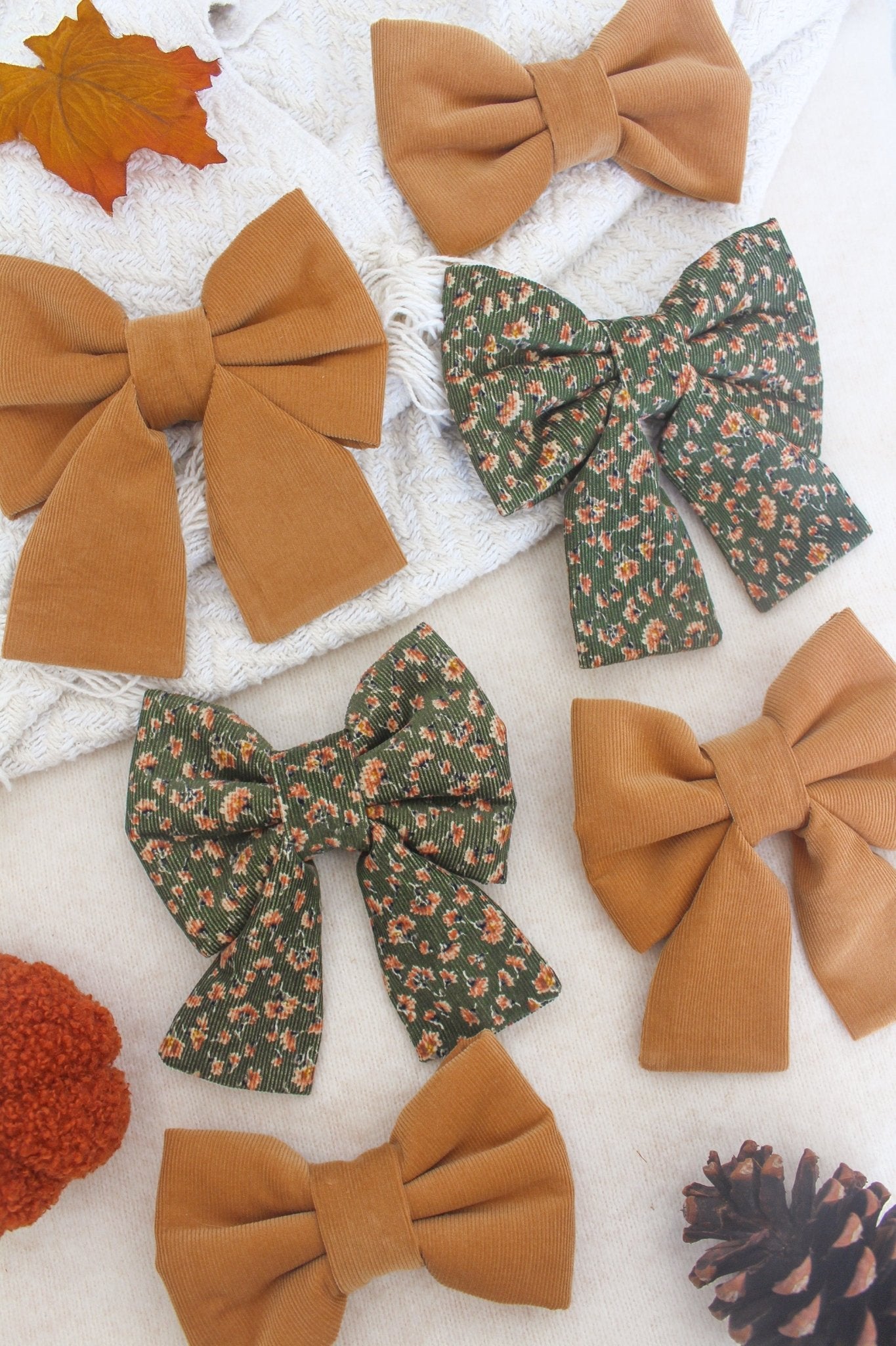 Caramel Corduroy Dog Sailor Bow - SUNNY TAILS