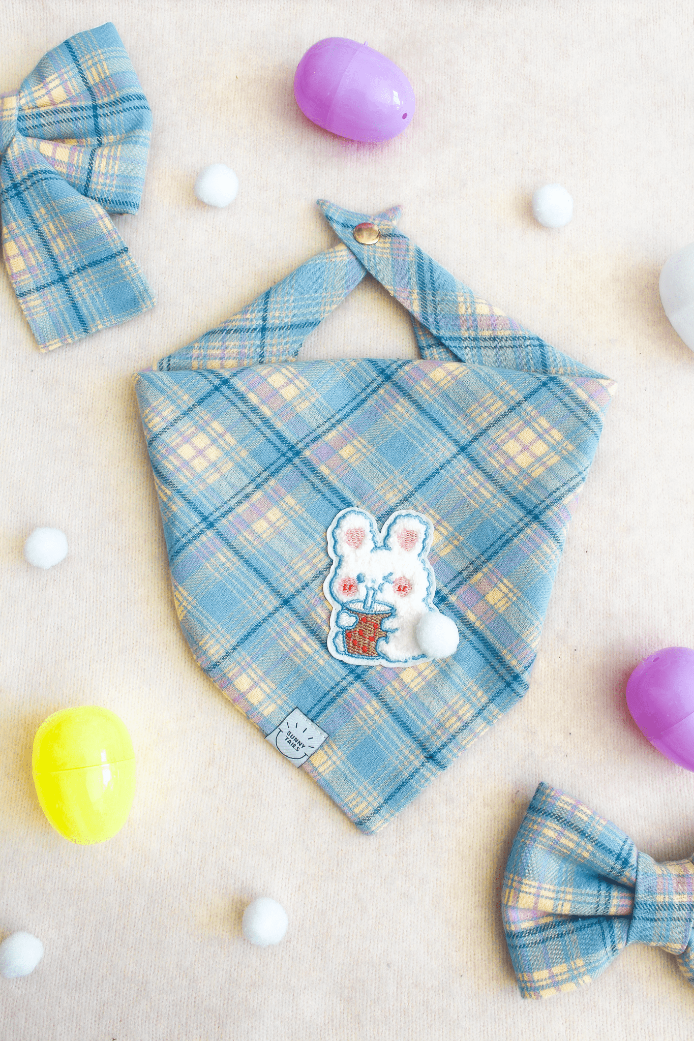 Spring Plaid Boba Bunny Dog Bandana - SUNNY TAILS