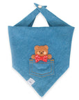 Pocket Teddy Indigo Denim Dog Bandana - Brown - SUNNY TAILS
