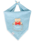 Pocket Teddy Bleached Denim Denim Dog Bandana Beige | Teddy Bear Dog Bandana | Shop Sunny Tails
