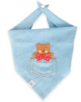 Pocket Teddy Bleached Denim Dog Bandana - Brown - SUNNY TAILS