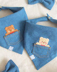 Pocket Teddy Indigo Denim Dog Bandana - Brown - SUNNY TAILS