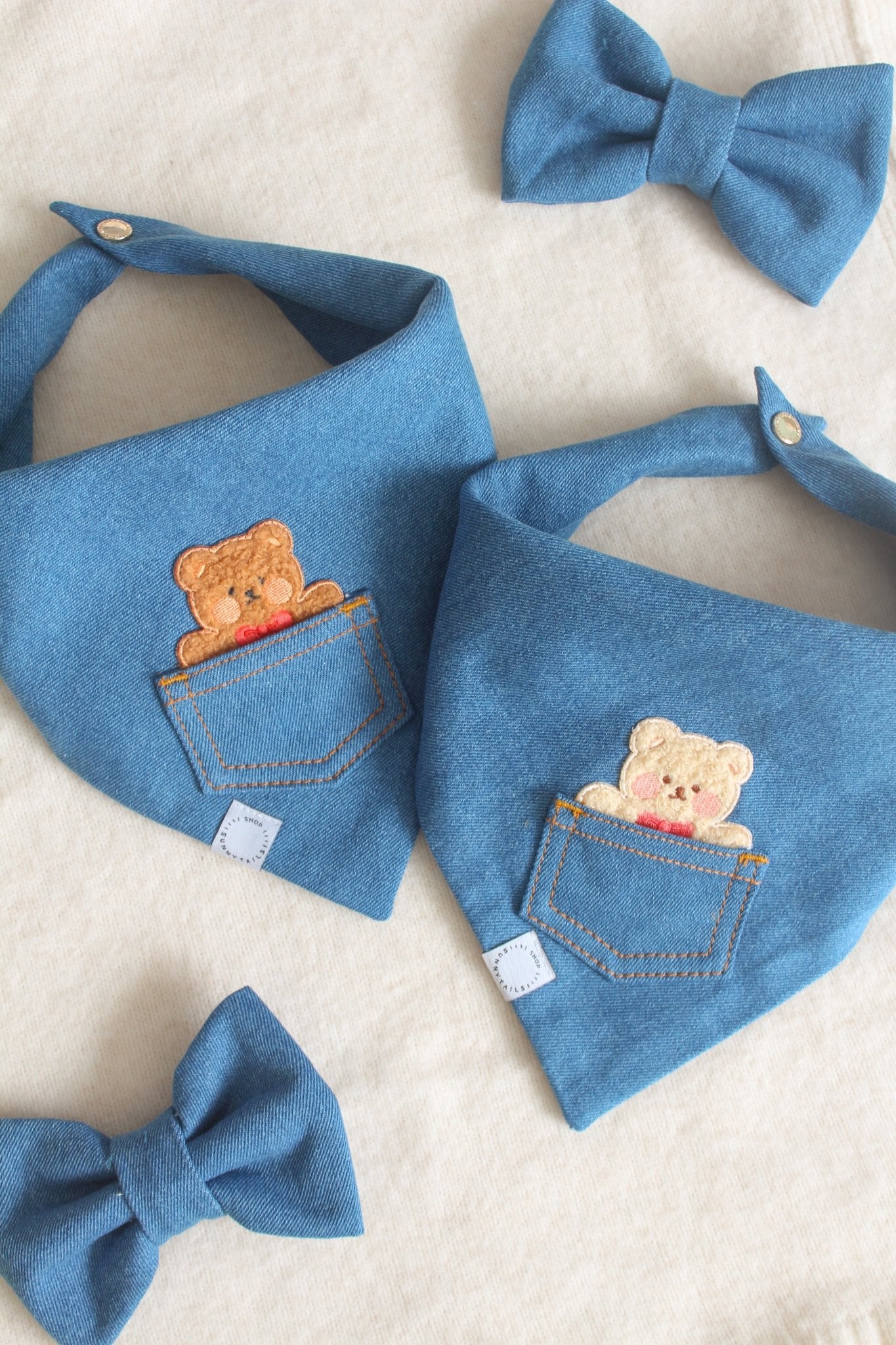 Indigo Blue Denim Dog Bow Tie - SUNNY TAILS