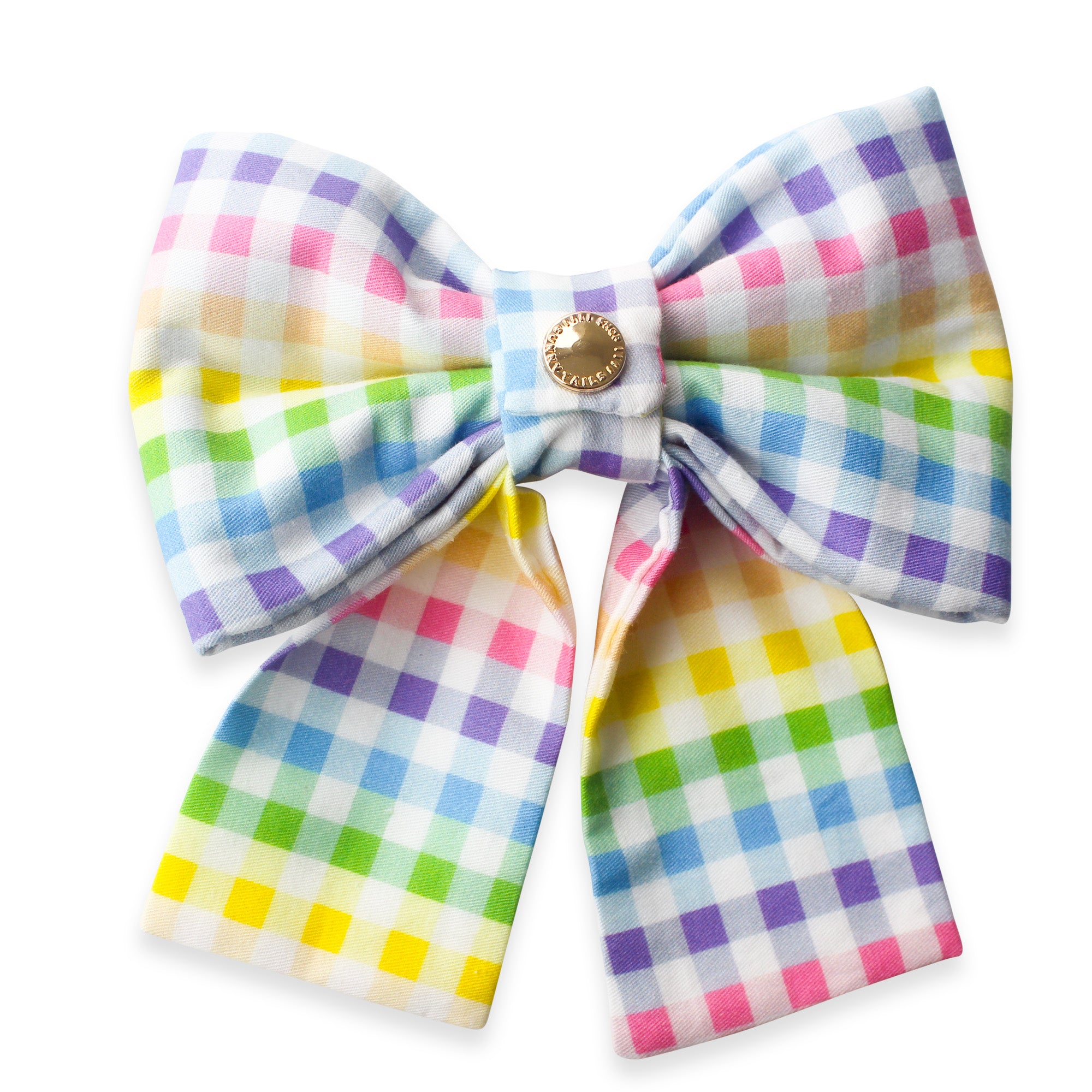 Rainbow Gingham Dog Sailor Bow | Summer Dog Sailor Bow | Shop Sunny Tails