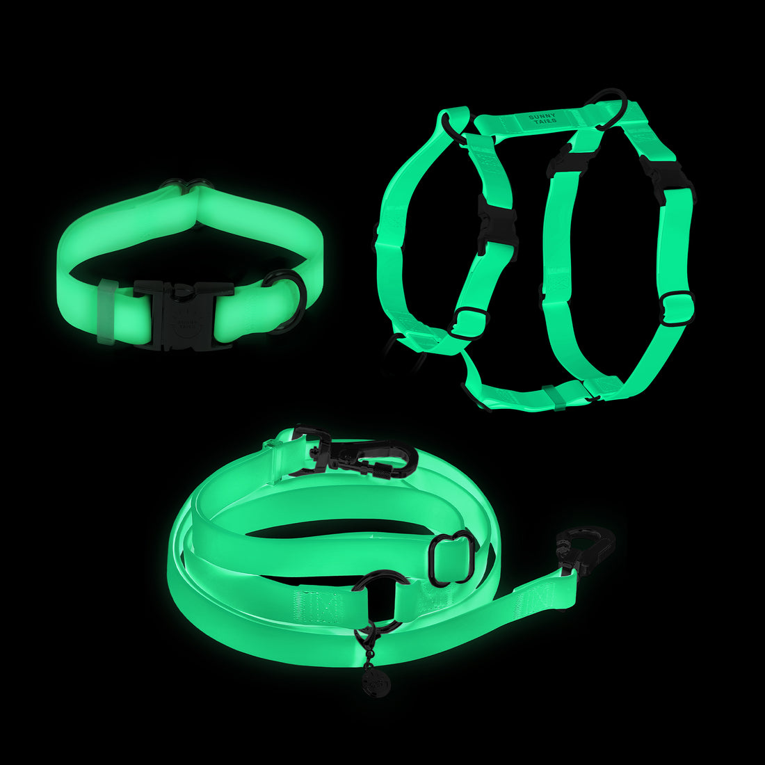 Lunar Glow Dog Harness and Collar Bundle Wide