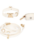Cloud White Cloud Dog Collar Bundle | Hands Free Leash, Dog Collar, and White Waste Bag Holder | Available in 3 Sizes
