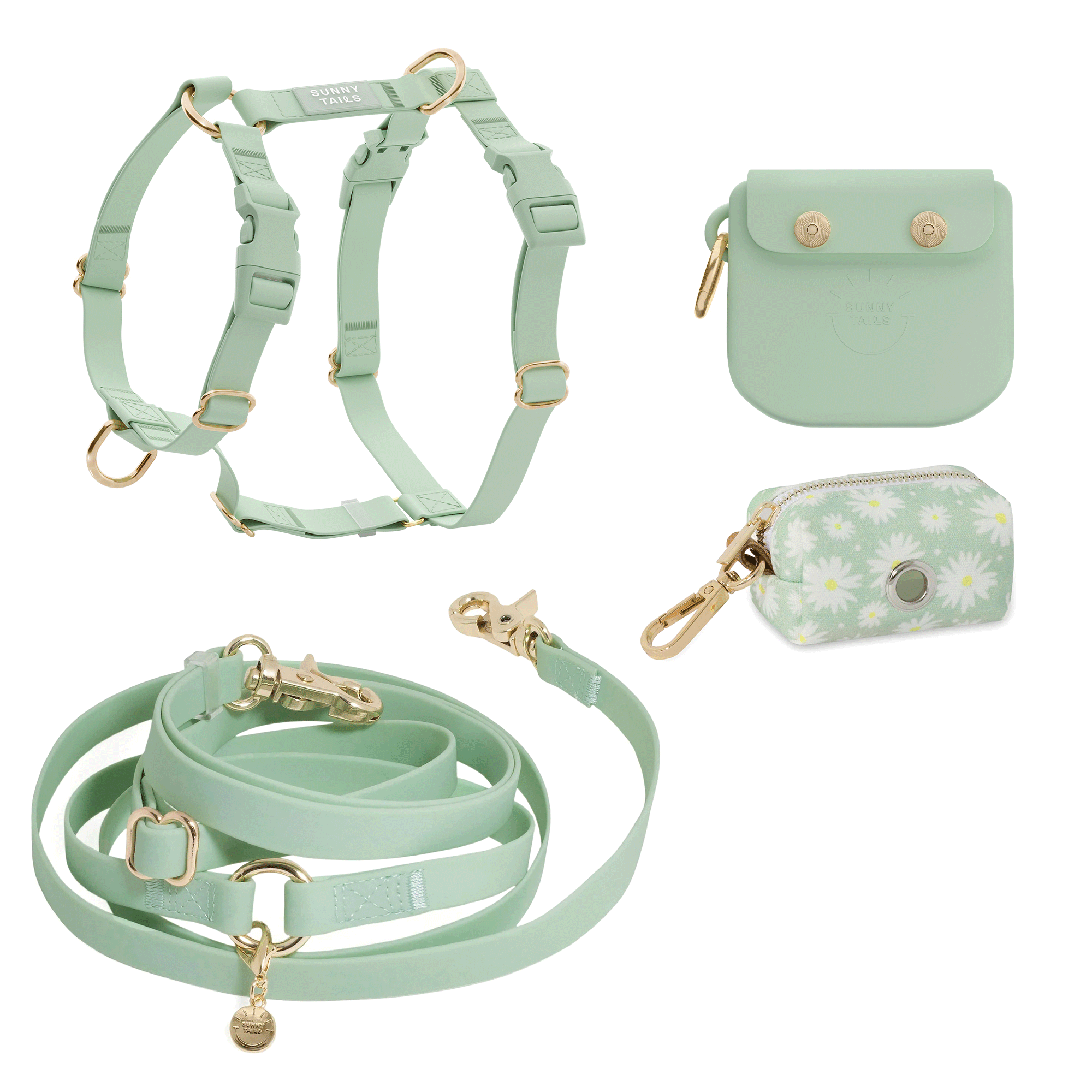 Pistachio Green 4-in-1 Convertible Hands Free Cloud Dog Leash | Multifunctional, Waterproof, and Lightweight Dog Leash | No Pull Dog Harness | Snap Dog Treat Pouch | Dog Waste Poop Bag Dispenser