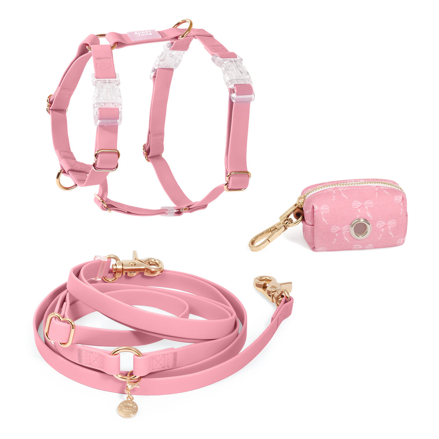 Perfect Pink Cloud Lite Dog Harness Bundle | Hands Free Dog Leash, Harness, and Waste Bag Holder | 4 Sizes Available