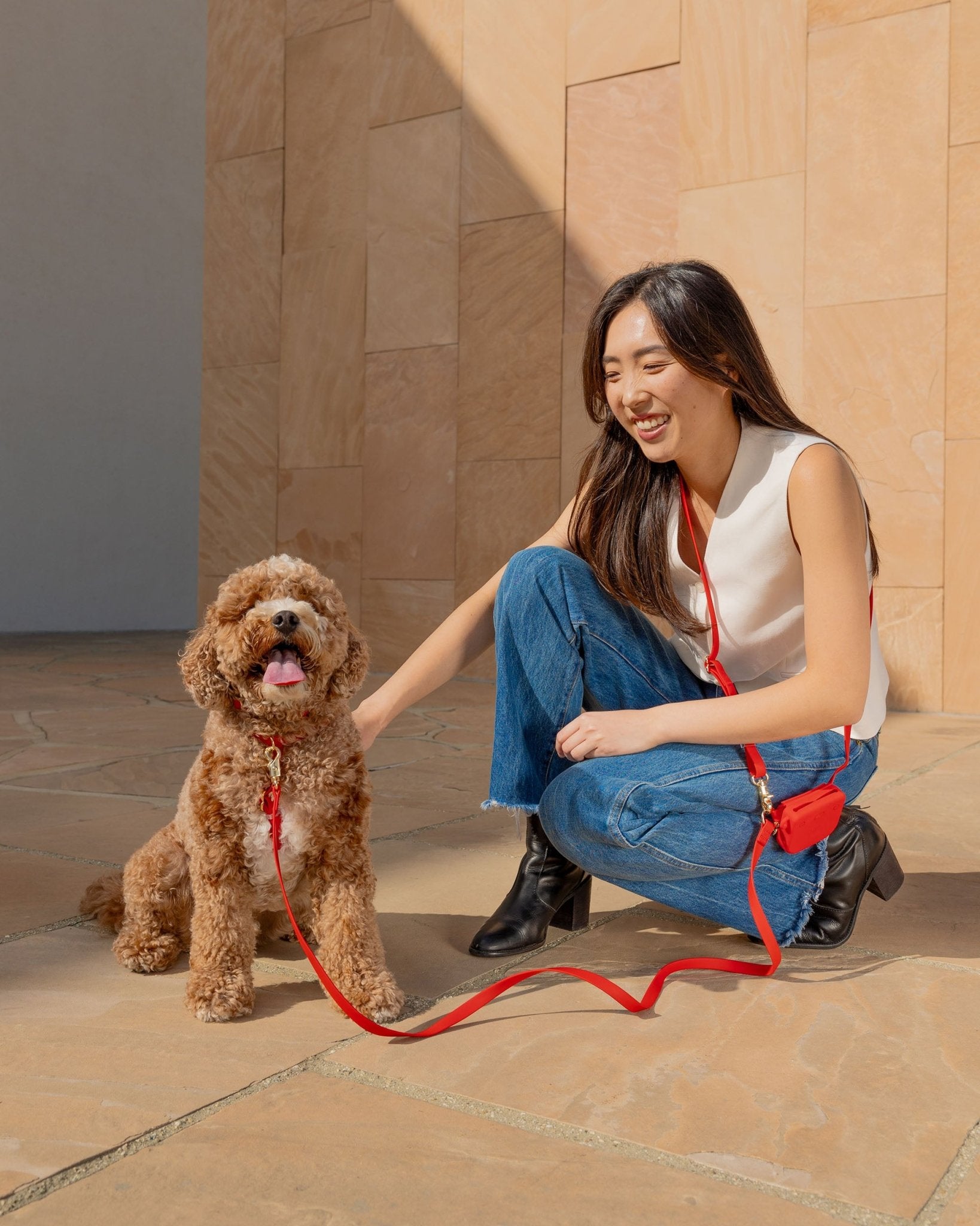 Cherry Red Snap Dog Treat Pouch | Dog Training Bag | Dog Bag for