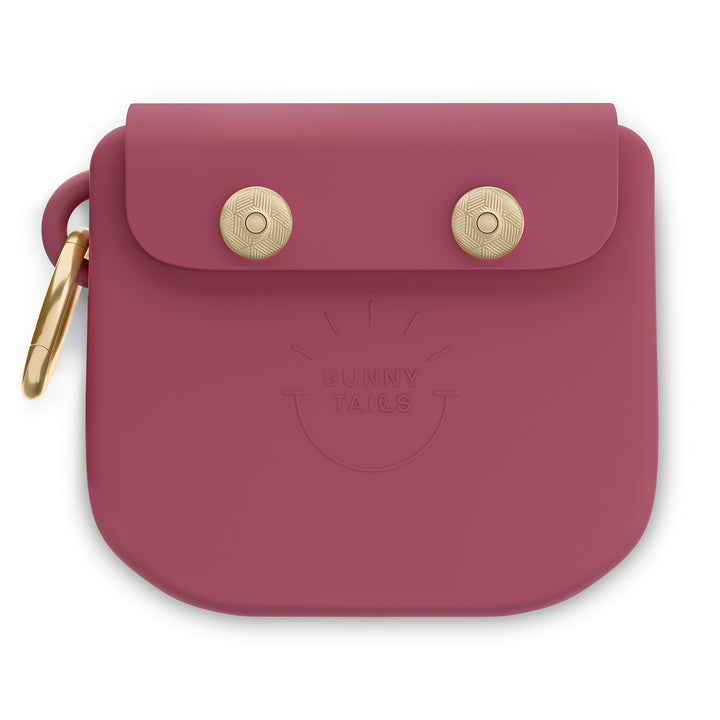 Mulberry Burgundy Snap Dog Treat Pouch | Dog Training Bag | Dog Bag for Treats | Carry Wet or Dry Treats | Silicone Pouch for Dog | Sunny Tails