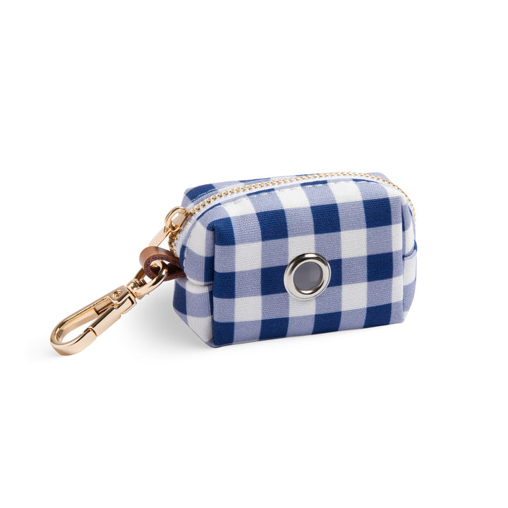Signature Navy Gingham Waste Bag Holder | Dog Poop Bag Holder | Dark Blue Dog Canvas Bag | Sunny Tails