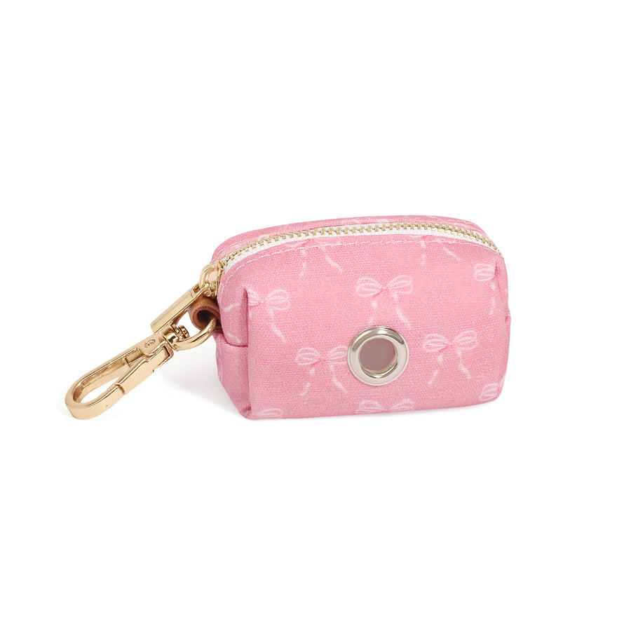 Coquette Pink Waste Bag Holder | Pink Bow Pattern Poop Bag Holder | Dog Poop Bag Holder | Dog Walk Bag | Shop Sunny Tails