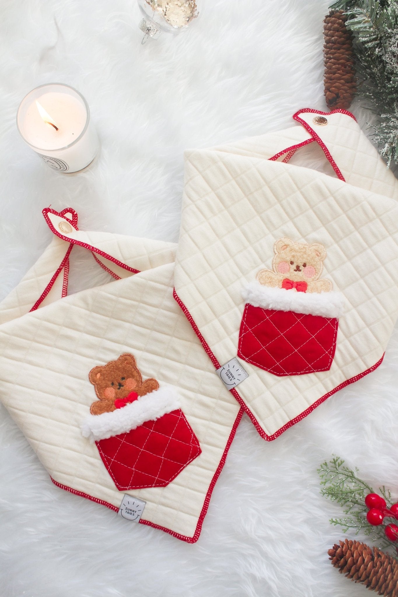 Sherpa Stocking Teddy Bandana - Brown - SUNNY TAILS