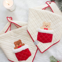 Sherpa Stocking Teddy Bandana - Brown | Winter Christmas Teddy Bear Dog Bandana | Shop Sunny Tails