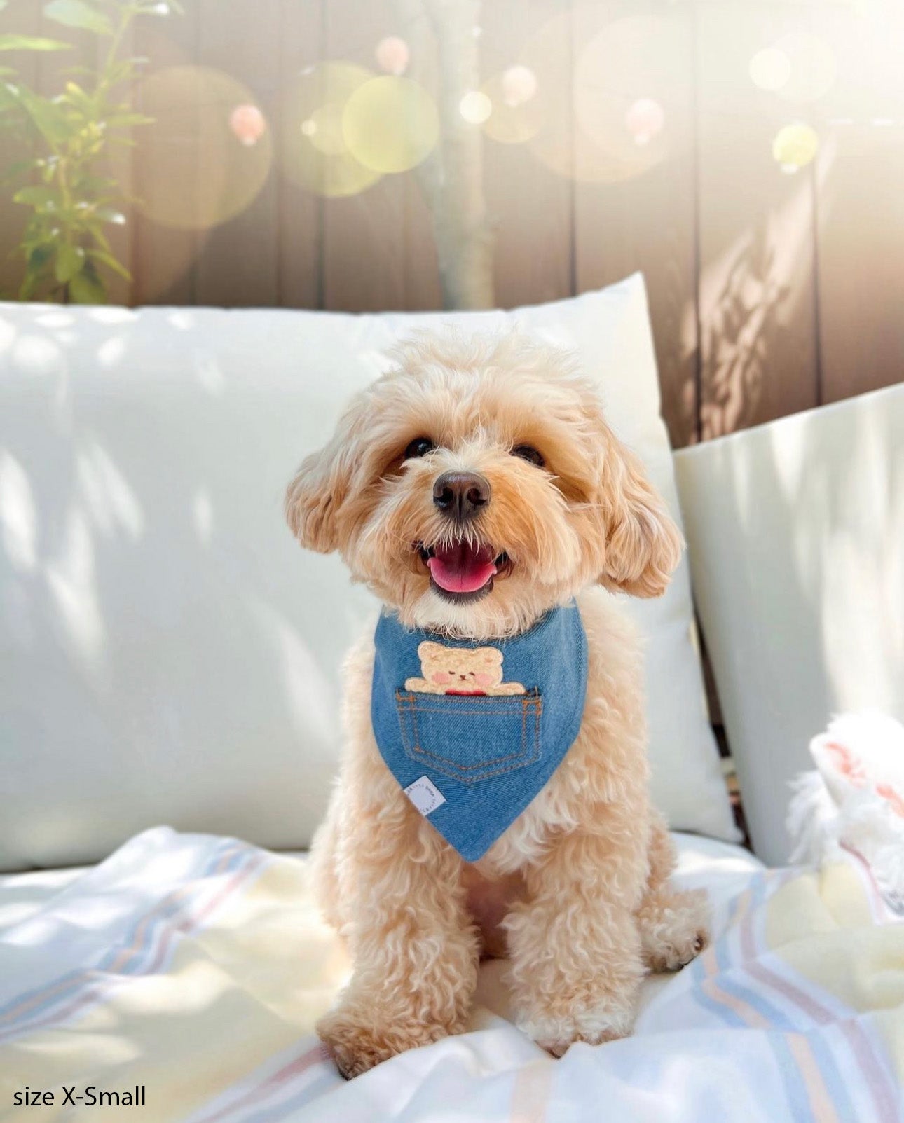 Pocket Teddy Indigo Denim Dog Bandana - Brown - SUNNY TAILS