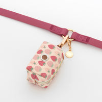 Burgundy Strawberry Waste Bag Holder | Fruit Pattern Poop Bag Holder | Dog Poop Bag Holder | Dog Walk Bag | Shop Sunny Tails